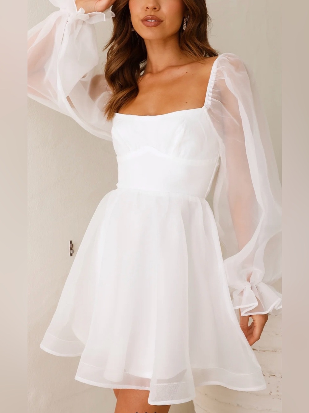 Hello Molly White STORY BOOK LONG SLEEVE MINI DRESS New with Tags Size: L 8 - Picture 14 of 16